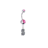 Seattle Mariners Style 2 Silver Pink Swarovski Belly Button Navel Ring - Customize Gem Colors