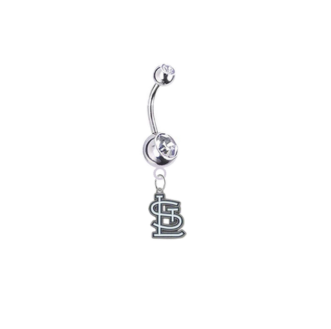 St Louis Cardinals Silver Clear Swarovski Belly Button Navel Ring - Customize Gem Colors