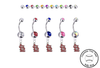 St Louis Cardinals Style 2 Silver Swarovski Belly Button Navel Ring - Customize Gem Colors
