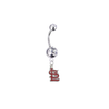 St Louis Cardinals Style 2 Silver Clear Swarovski Belly Button Navel Ring - Customize Gem Colors