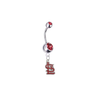 St Louis Cardinals Style 2 Silver Red Swarovski Belly Button Navel Ring - Customize Gem Colors