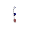 St Louis Cardinals Style 2 Silver Blue Swarovski Belly Button Navel Ring - Customize Gem Colors