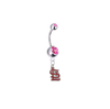 St Louis Cardinals Style 2 Silver Pink Swarovski Belly Button Navel Ring - Customize Gem Colors
