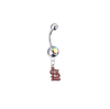 St Louis Cardinals Style 2 Silver Auora Borealis Swarovski Belly Button Navel Ring - Customize Gem Colors