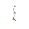 St Louis Cardinals Style 3 Silver Clear Swarovski Belly Button Navel Ring - Customize Gem Colors