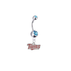 Minnesota Twins Silver Light Blue Swarovski Belly Button Navel Ring - Customize Gem Colors
