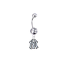 New York Yankees Silver Clear Swarovski Belly Button Navel Ring - Customize Gem Colors