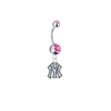 New York Yankees Silver Pink Swarovski Belly Button Navel Ring - Customize Gem Colors