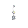 New York Yankees Silver Auora Borealis Swarovski Belly Button Navel Ring - Customize Gem Colors