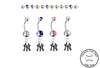 New York Yankees Style 2 Silver Swarovski Belly Button Navel Ring - Customize Gem Colors
