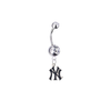 New York Yankees Style 2 Silver Clear Swarovski Belly Button Navel Ring - Customize Gem Colors