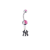 New York Yankees Style 2 Silver Pink Swarovski Belly Button Navel Ring - Customize Gem Colors
