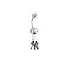 New York Yankees Style 2 Silver Auora Borealis Swarovski Belly Button Navel Ring - Customize Gem Colors