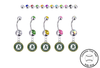 Oakland Athletics Silver Swarovski Belly Button Navel Ring - Customize Gem Colors