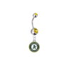 Oakland Athletics Silver Gold Swarovski Belly Button Navel Ring - Customize Gem Colors