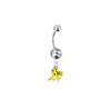Oakland Athletics Style 2 Silver Clear Swarovski Belly Button Navel Ring - Customize Gem Colors