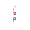 Pittsburgh Pirates Silver Pink Swarovski Belly Button Navel Ring - Customize Gem Colors