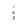 Pittsburgh Pirates Silver Auora Borealis Swarovski Belly Button Navel Ring - Customize Gem Colors