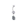 San Diego Padres Silver Clear Swarovski Belly Button Navel Ring - Customize Gem Colors