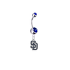 San Diego Padres Silver Blue Swarovski Belly Button Navel Ring - Customize Gem Colors