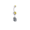 San Diego Padres Silver Gold Swarovski Belly Button Navel Ring - Customize Gem Colors