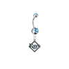 Tampa Bay Rays Silver Light Blue Swarovski Belly Button Navel Ring - Customize Gem Colors
