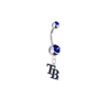 Tampa Bay Rays Style 2 Silver Blue Swarovski Belly Button Navel Ring - Customize Gem Colors