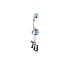 Tampa Bay Rays Style 2 Silver Light Blue Swarovski Belly Button Navel Ring - Customize Gem Colors