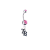 Tampa Bay Rays Style 2 Silver Pink Swarovski Belly Button Navel Ring - Customize Gem Colors