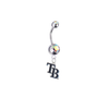 Tampa Bay Rays Style 2 Silver Auora Borealis Swarovski Belly Button Navel Ring - Customize Gem Colors