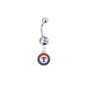 Texas Rangers Silver Clear Swarovski Belly Button Navel Ring - Customize Gem Colors