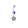 Texas Rangers Silver Blue Swarovski Belly Button Navel Ring - Customize Gem Colors