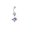 Toronto Blue Jays Silver Clear Swarovski Belly Button Navel Ring - Customize Gem Colors