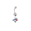 Toronto Blue Jays Silver Auora Borealis Swarovski Belly Button Navel Ring - Customize Gem Colors