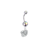 Washington Nationals Silver Auora Borealis Swarovski Belly Button Navel Ring - Customize Gem Colors