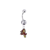Arizona State Sun Devils Silver Clear Swarovski Belly Button Navel Ring - Customize Gem Colors