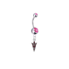 Arizona State Sun Devils Style 2 Silver Pink Swarovski Belly Button Navel Ring - Customize Gem Colors