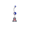 Arizona Wildcats Silver Blue Swarovski Belly Button Navel Ring - Customize Gem Colors