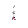 Arizona Wildcats Silver Auora Borealis Swarovski Belly Button Navel Ring - Customize Gem Colors