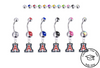 Arizona Wildcats Silver Swarovski Belly Button Navel Ring - Customize Gem Colors