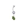 Baylor Bears Silver Clear Swarovski Belly Button Navel Ring - Customize Gem Colors