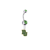 Baylor Bears Silver Green Swarovski Belly Button Navel Ring - Customize Gem Colors