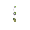 Baylor Bears Silver Lime Green Swarovski Belly Button Navel Ring - Customize Gem Colors