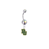 Baylor Bears Silver Auora Borealis Swarovski Belly Button Navel Ring - Customize Gem Colors