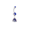 Boise State Broncos Silver Blue Swarovski Belly Button Navel Ring - Customize Gem Colors