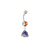 Boise State Broncos Silver Orange Swarovski Belly Button Navel Ring - Customize Gem Colors