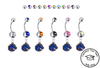Boise State Broncos Style 2 Silver Swarovski Belly Button Navel Ring - Customize Gem Colors