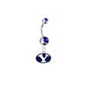 Brigham Young BYU Cougars Silver Blue Swarovski Belly Button Navel Ring - Customize Gem Colors