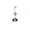 Brigham Young BYU Cougars Silver Pink Swarovski Belly Button Navel Ring - Customize Gem Colors