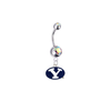 Brigham Young BYU Cougars Silver Auora Borealis Swarovski Belly Button Navel Ring - Customize Gem Colors